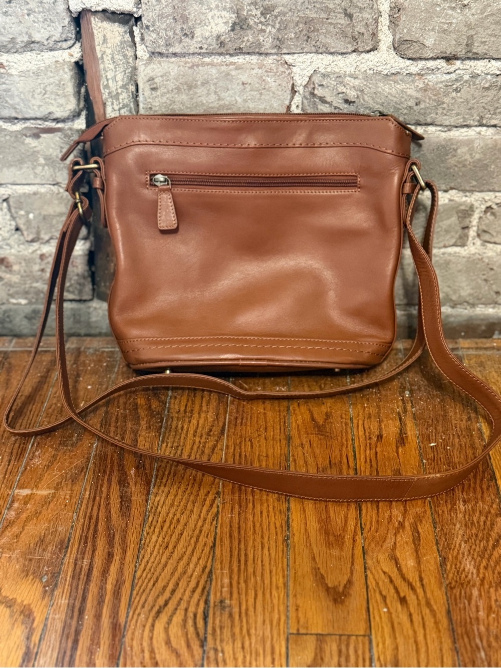 Ella Simone Brown Leather Crossbody Bucket Bag